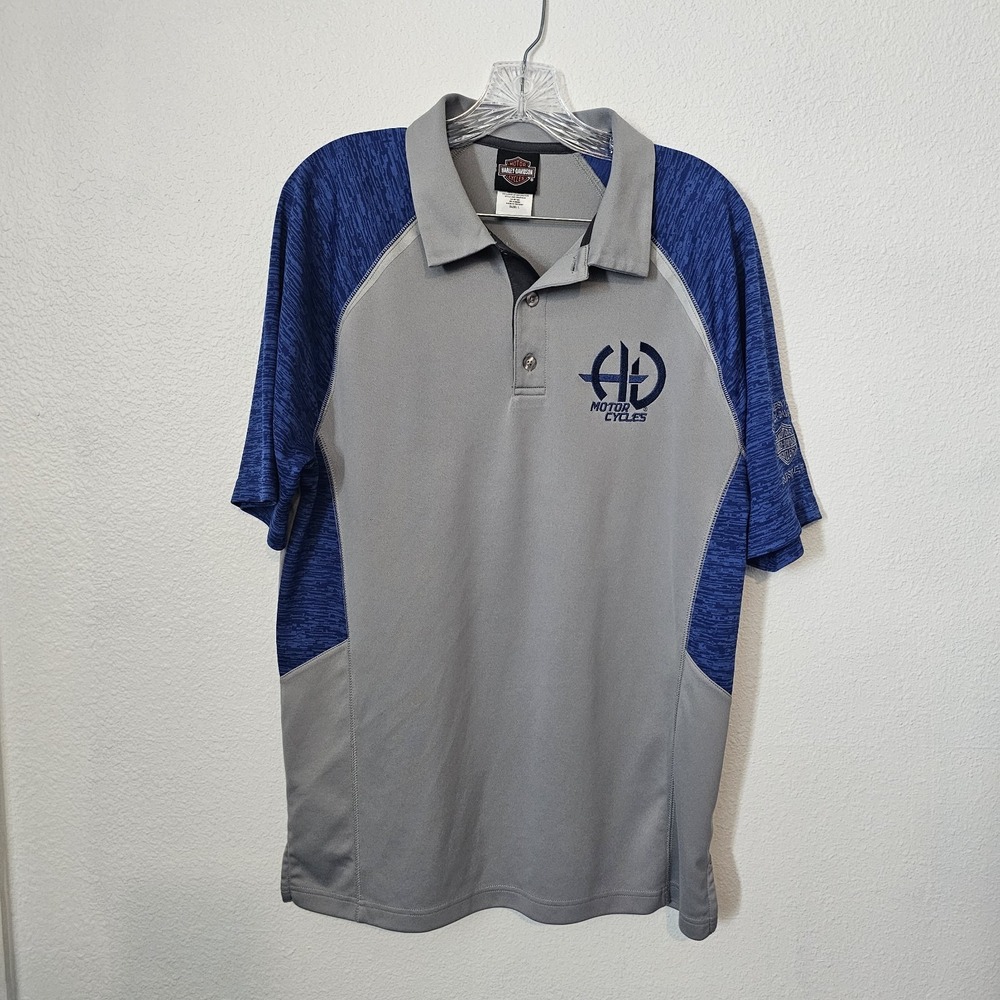 Harley Davidson Gainesville,‎ FL Men's Gray And Blue Polo Size Large